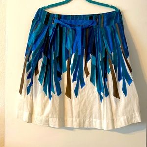 Blue and green patterned skirt